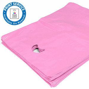 8x12in Pink Polythene Carrier Bags