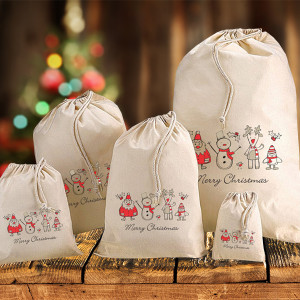 Festive Christmas Cotton Sacks