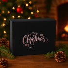 Merry Christmas Black Gift Box 120mm