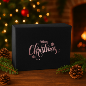 Merry Christmas Black Gift Box 120mm