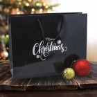 410mm Merry Christmas Black Paper Carrier Bags *Silver Prt*