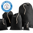 140mm Black Cotton Drawstring Bags 