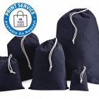 500mm Navy Cotton Drawstring Bags 