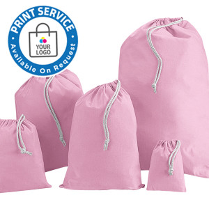 250mm Pink Cotton Drawstring Bags 