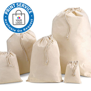 400mm Natural Cotton Drawstring Bags