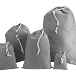 Grey Cotton Drawstring Bags