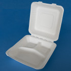 9x9" 3 Compartment Bagasse Meal Boxes