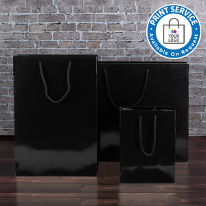 410mm Black Gloss Paper Carrier Bags