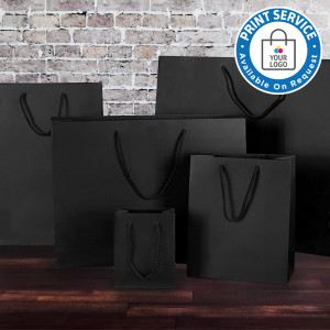 115mm Black Matt Laminated Paper Carrier Bags