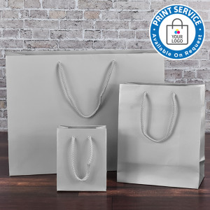 200mm Silver Matt Laminated Paper Carrier Bags