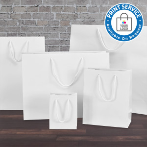 115mm White Matt Laminated Paper Carrier Bags