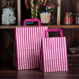 180mm Pink Striped Paper Carrier Bags