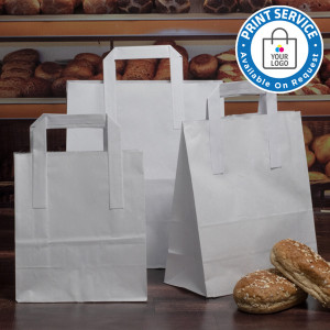 175mm White Paper Carrier Bags External Handles