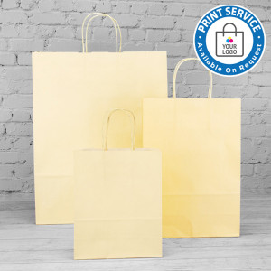 180mm Cream Twisted Handle Paper Carrier Bags