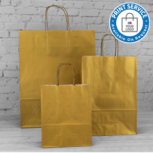 320mm Gold Twisted Handle Paper Carrier Bags