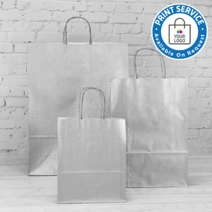 180mm Silver Paper Carrier Bags Twisted Handles