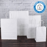 190mm White Twisted Handle Paper Carrier Bags