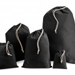 Black Cotton Drawstring Bags