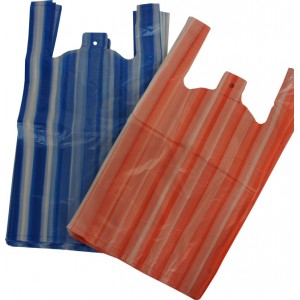 10x15x18in Striped Polythene Vest Carrier Bags